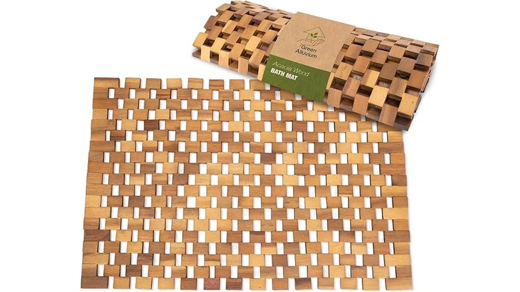 acacia wood non slip bath mat