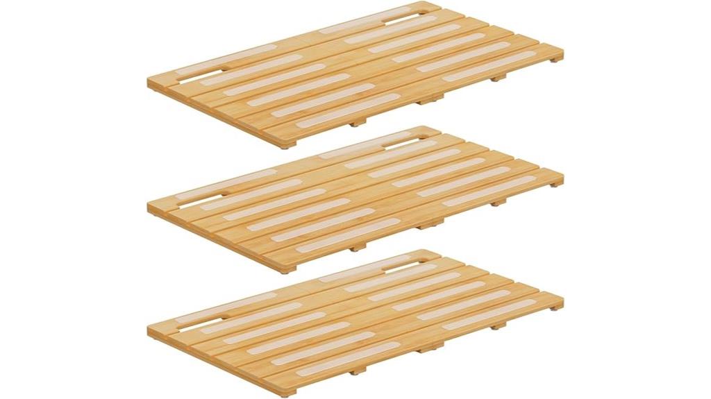 bamboo bath mat set