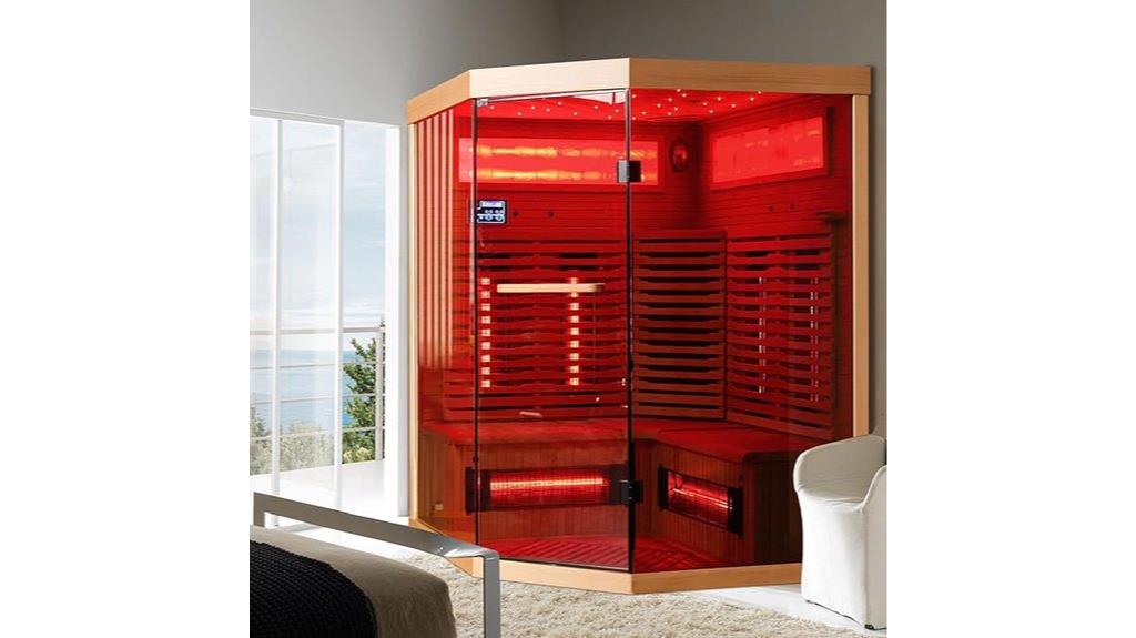corner infrared sauna with salt