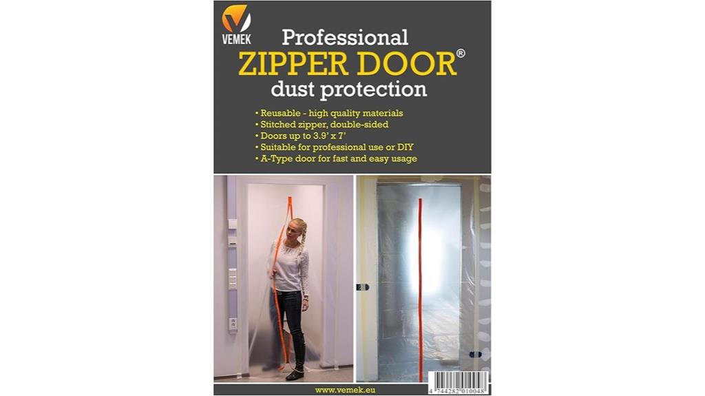 dust containment zipper door