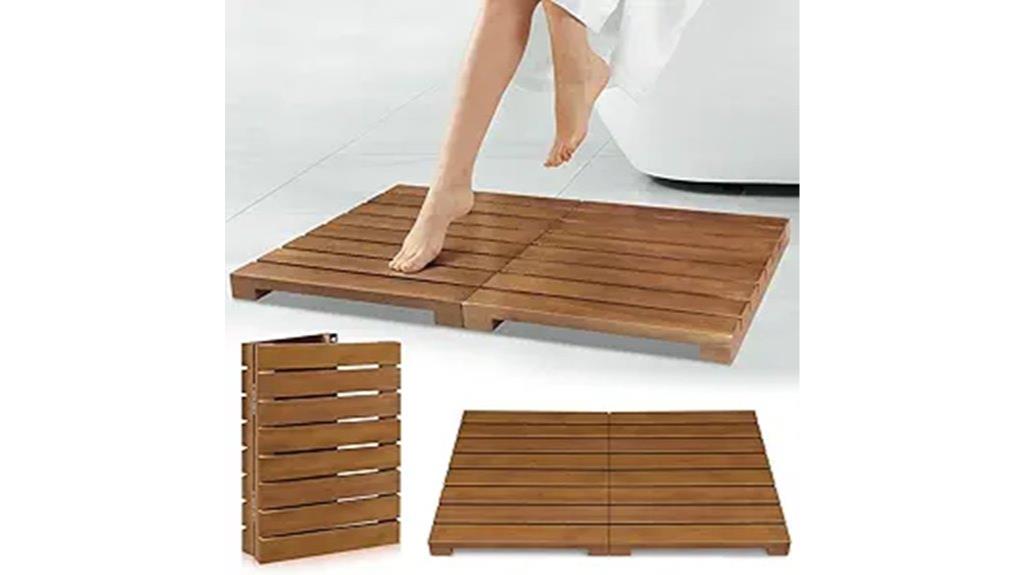 foldable teak bath mat