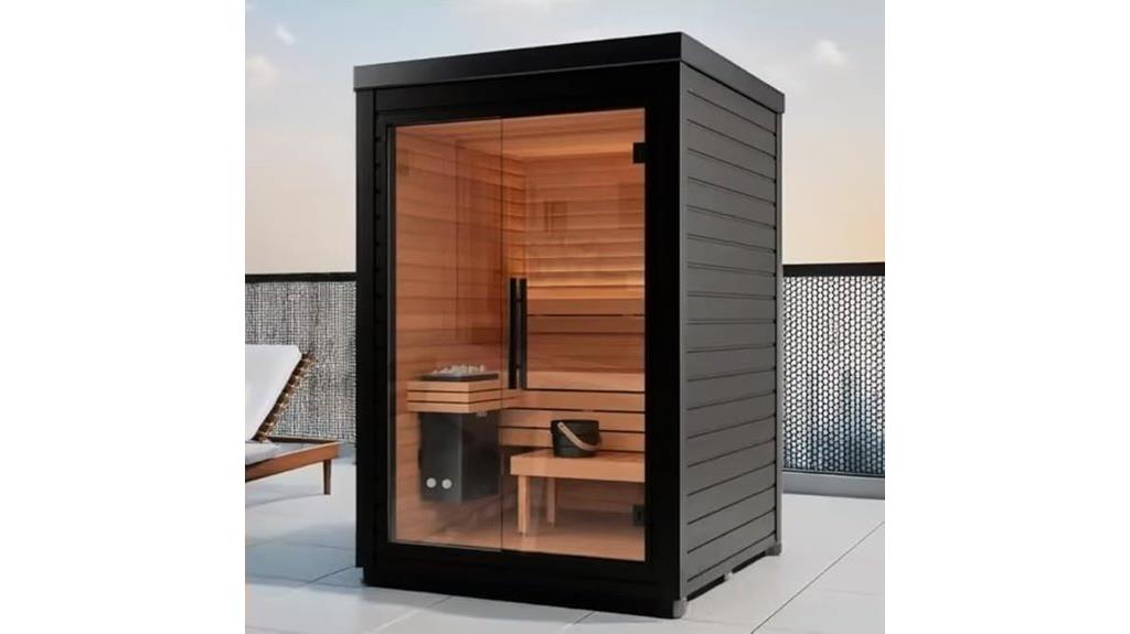 glass front cedar sauna