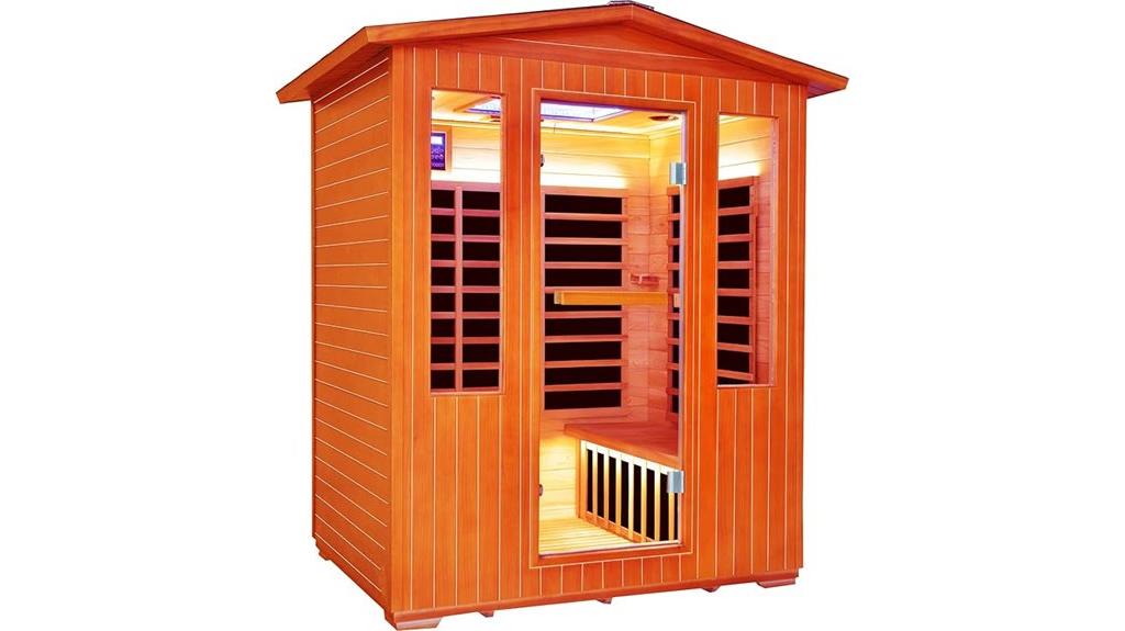 infrared outdoor sauna with lighting