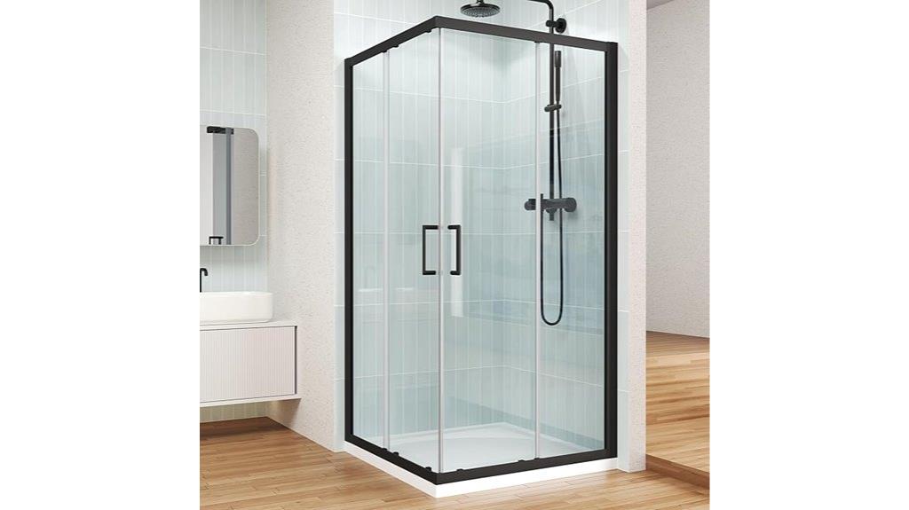 matte black corner shower