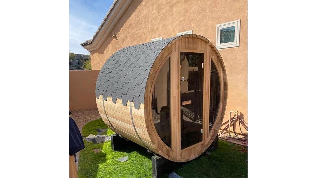 outdoor wooden glass sauna
