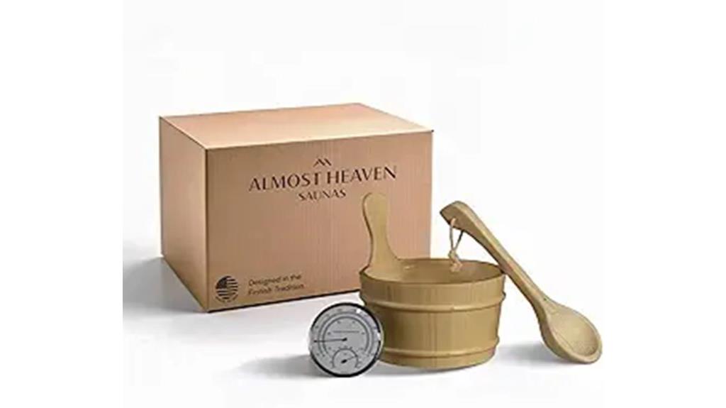 sauna bucket ladle thermometer
