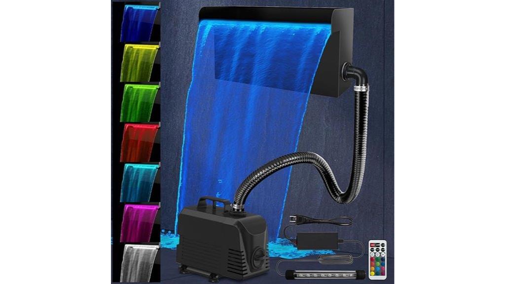 small led pond waterfall