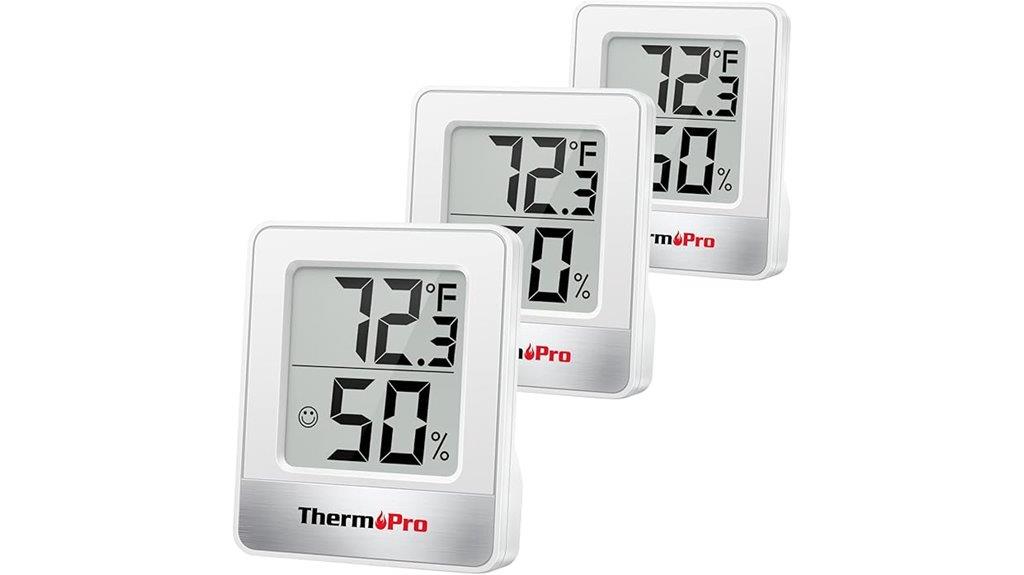 three hygrometers temperature