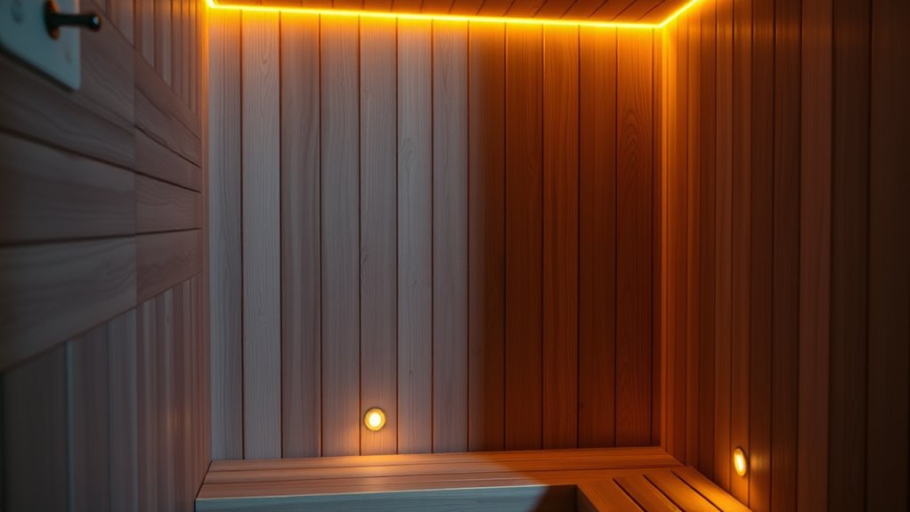 top corner sauna lighting