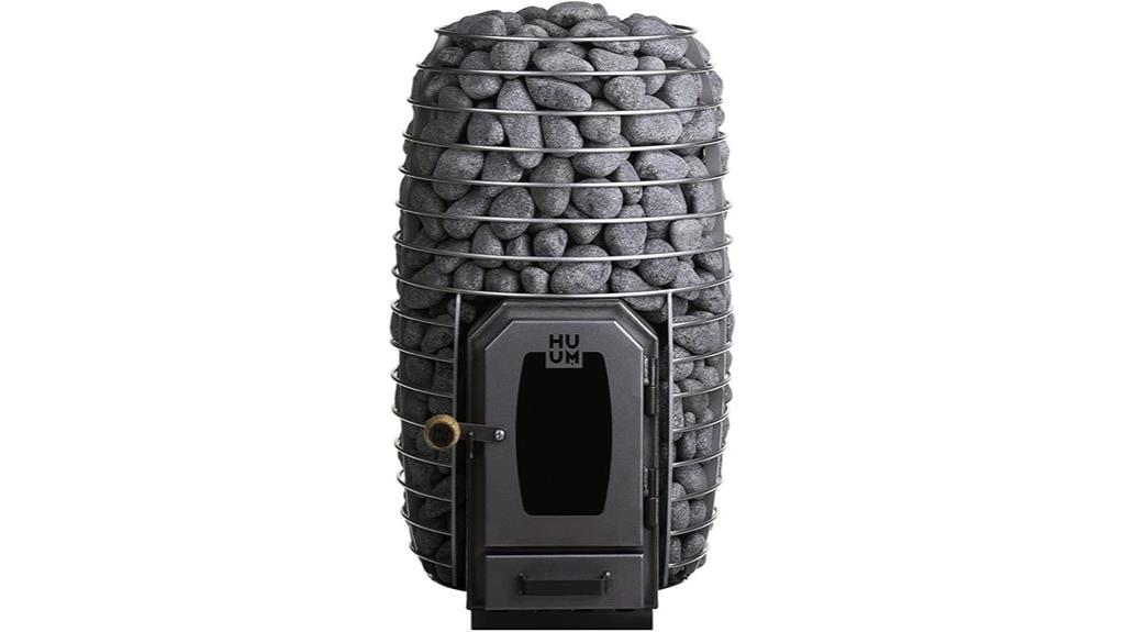wood sauna stove with stones