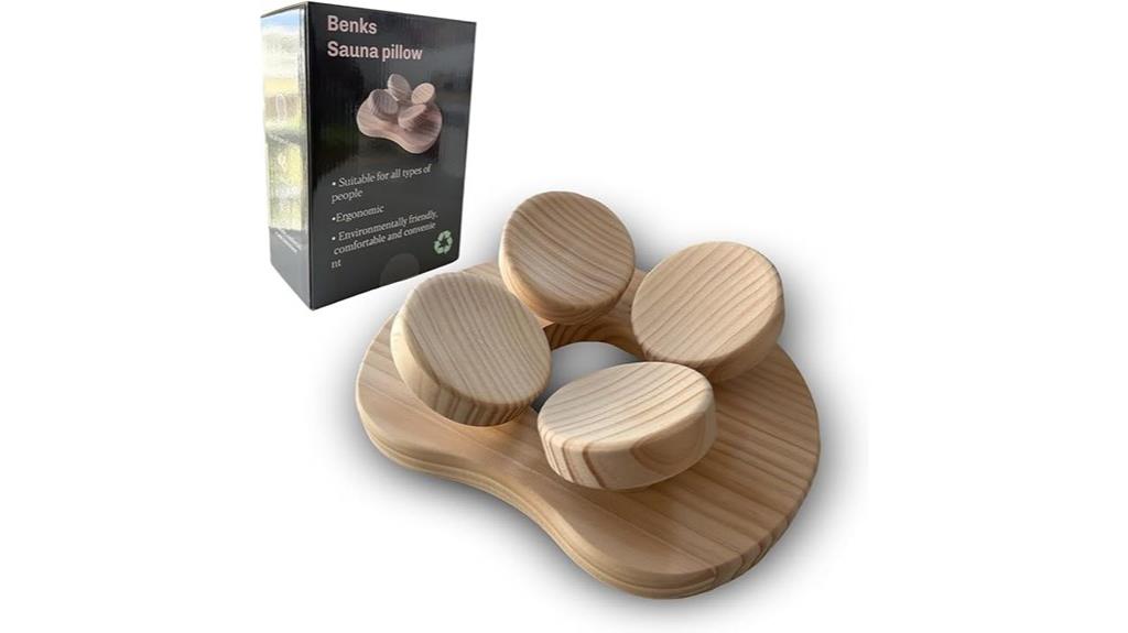 wooden sauna headrest with disc