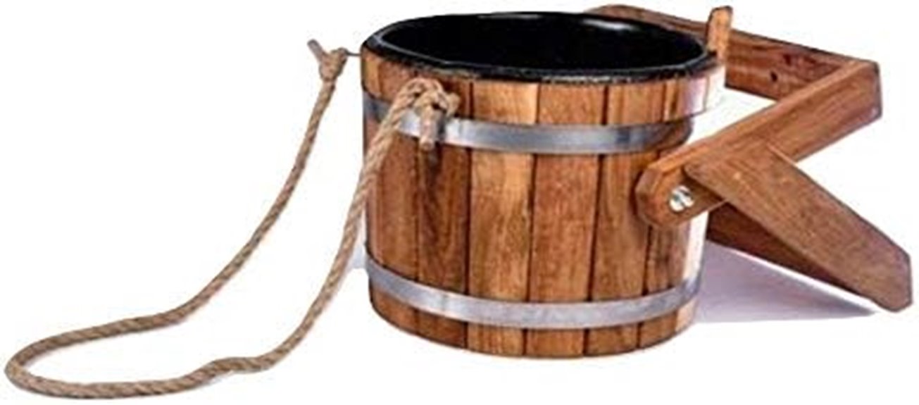 wooden sauna shower bucket