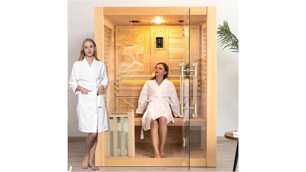 wooden steam sauna for three
