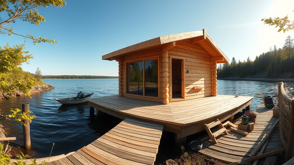 eco friendly lakeside sauna construction