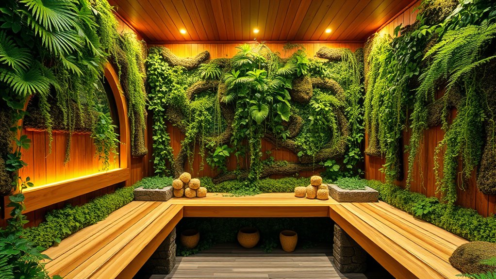green walls enhance sauna aesthetics