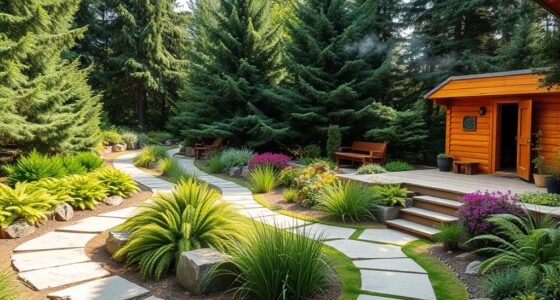 sauna landscape pathways privacy