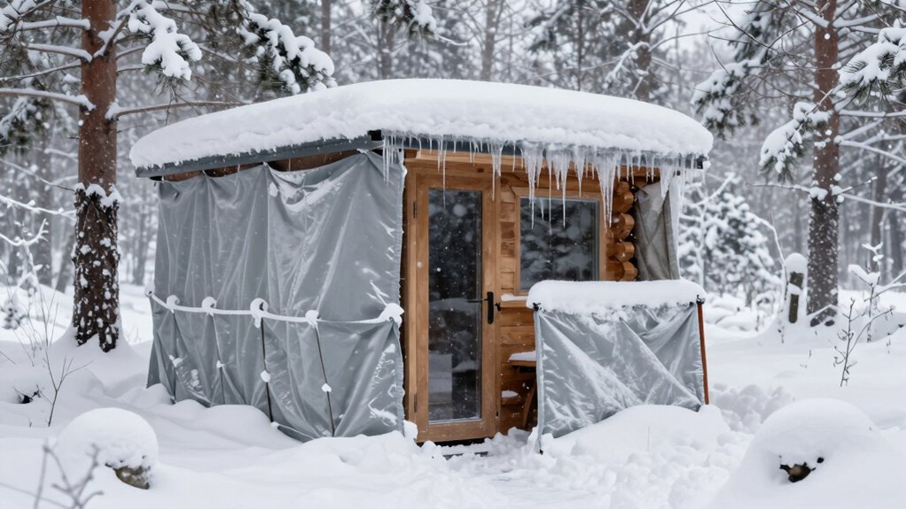 protecting sauna in winter