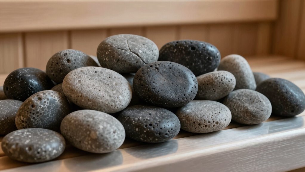 sauna stones material size