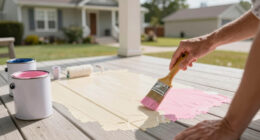 A Cream And Pink Paint Refresh Brightened Their Bland Front Porch
